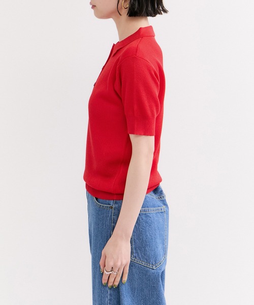 le cercle ADAM ET ROPE'（ルセルクルアダムエロペ）の「カノコ編みニットポロ（ポロシャツ・レディース・レッド/グリーン/ネイビー・FREE）」の19枚目の写真