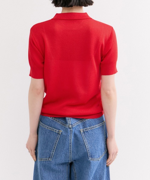 le cercle ADAM ET ROPE'（ルセルクルアダムエロペ）の「カノコ編みニットポロ（ポロシャツ・レディース・レッド/グリーン/ネイビー・FREE）」の20枚目の写真