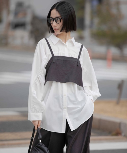 LEPSIM（レプシィム）の「《オフィスライン》ギャザースリーブブラウス　637926（シャツ/ブラウス・レディース・ストライプ/ライトブルー/オフホワイト・FREE）」の2枚目の写真