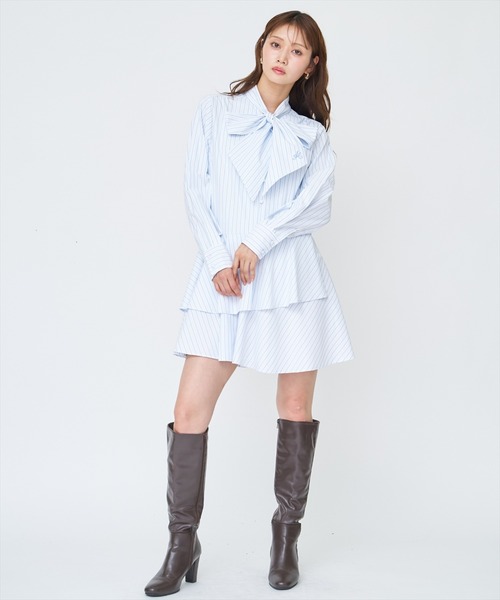 AND COUTURE(アンドクチュール)の「アシメストライプミニワンピース(ワンピース・レディース・ブルー系その他/ホワイト系その他・FREE)」の15枚目の写真