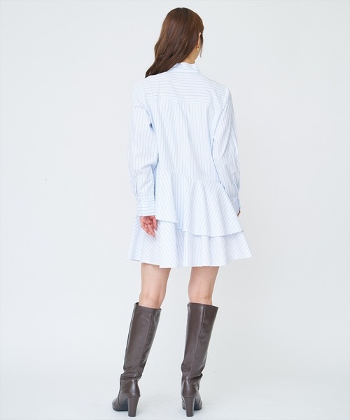 AND COUTURE(アンドクチュール)の「アシメストライプミニワンピース(ワンピース・レディース・ブルー系その他/ホワイト系その他・FREE)」の8枚目の写真
