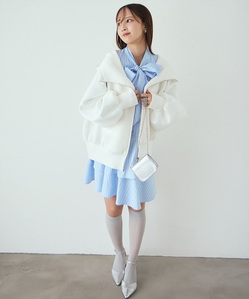 AND COUTURE(アンドクチュール)の「アシメストライプミニワンピース(ワンピース・レディース・ブルー系その他/ホワイト系その他・FREE)」の18枚目の写真