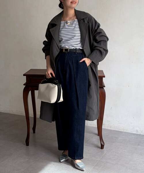 Chez toi(シェトワ)の「シアーリネントレンチコート(その他アウター・レディース・オフホワイト/チャコールグレー/ベージュ・FREE)」の6枚目の写真
