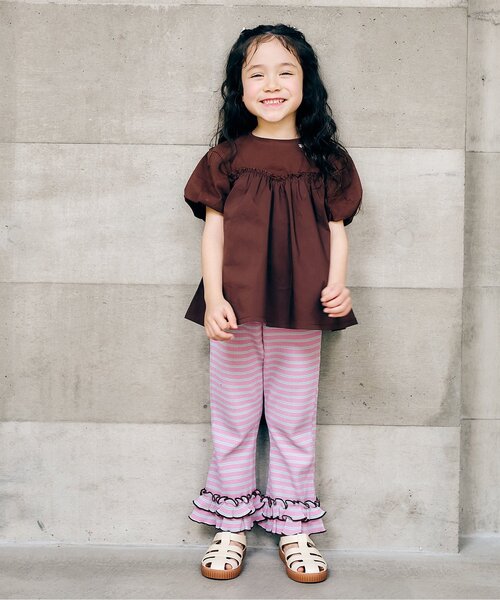 apres les cours（アプレレクール）の「【WEB限定】ワッフルフリルレギンス（その他パンツ・キッズ・アイボリー/ミント/その他2/グリーン/ブラウン/イエロー/オレンジ/ブラック/クリーム/ブルー・120/110/100/90/80/130）」の22枚目の写真