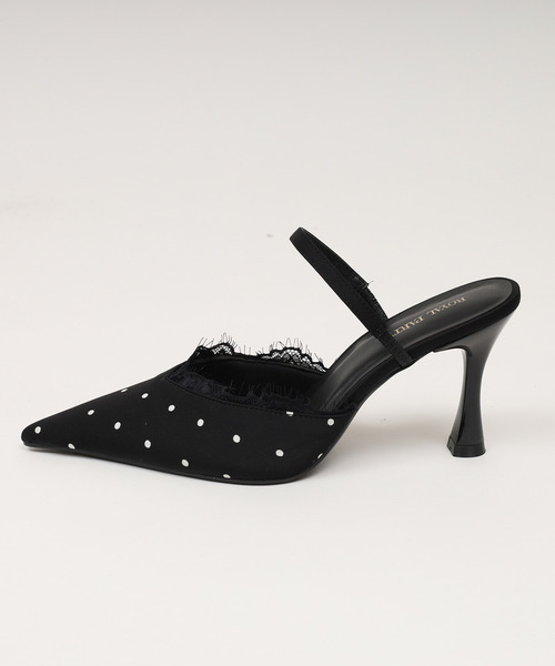 ROYAL PARTY（ロイヤルパーティー）の「レーストリミングドットミュール（パンプス・レディース・ブラック/オフホワイト・MEDIUM/LARGE）」の5枚目の写真