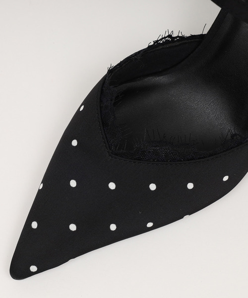 ROYAL PARTY（ロイヤルパーティー）の「レーストリミングドットミュール（パンプス・レディース・ブラック/オフホワイト・MEDIUM/LARGE）」の7枚目の写真