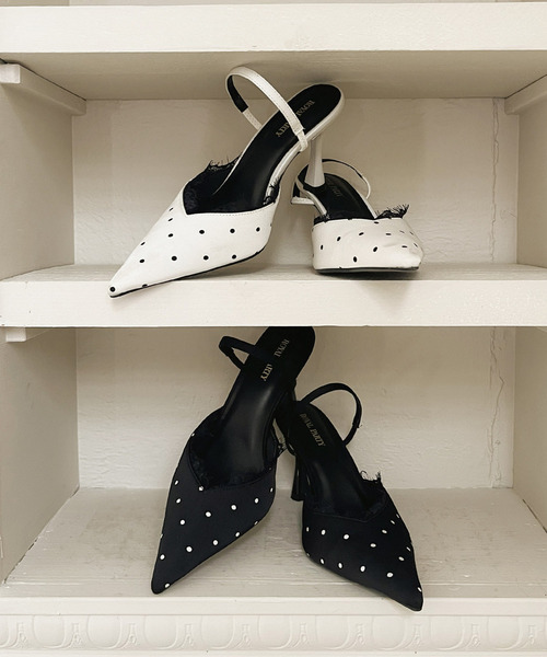 ROYAL PARTY（ロイヤルパーティー）の「レーストリミングドットミュール（パンプス・レディース・ブラック/オフホワイト・MEDIUM/LARGE）」の11枚目の写真