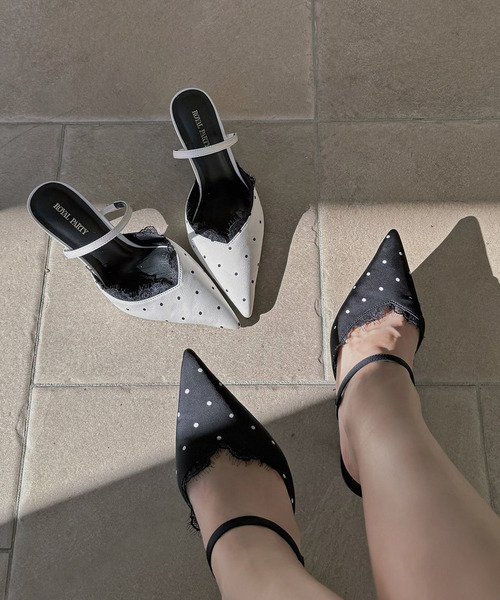 ROYAL PARTY（ロイヤルパーティー）の「レーストリミングドットミュール（パンプス・レディース・ブラック/オフホワイト・MEDIUM/LARGE）」の15枚目の写真