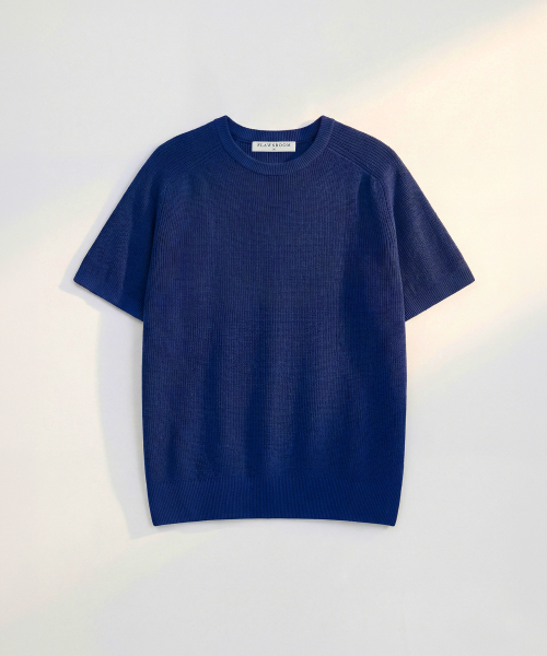 Saddle Shoulder Cotton Knit — вязаная хлопковая сумка через плечо, синяя
