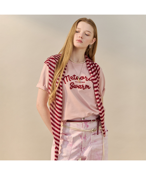 MAXZA(マージャコレクション)の「ストライプスカーフセットレタリングTシャツ(Tシャツ/カットソー・レディース・グレー/ピンク/ネイビー・FREE)」の3枚目の写真
