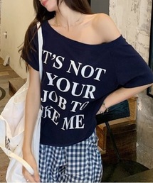ロゴプリントワンショルオーバーサイズTシャツ