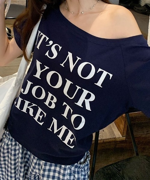 Teem Store(チームストア)の「ロゴプリントワンショルオーバーサイズTシャツ(Tシャツ/カットソー・レディース・ネイビー/ホワイト/ピンク・F)」の20枚目の写真