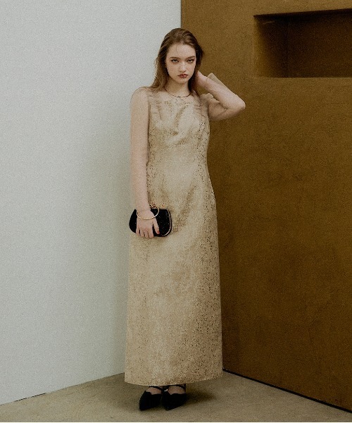 LE'RURE(リルアー)の「Shouder frill jacquard dress(ドレス・レディース・ベージュ/グレー・MEDIUM/TALL/SMALL)」の14枚目の写真