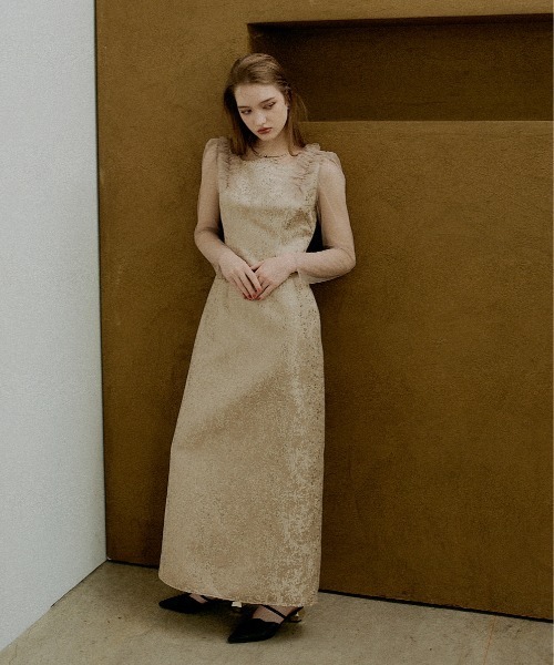 LE'RURE(リルアー)の「Shouder frill jacquard dress(ドレス・レディース・ベージュ/グレー・MEDIUM/TALL/SMALL)」の17枚目の写真