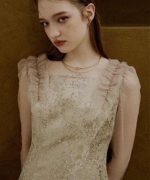 LE'RURE(リルアー)の「Shouder frill jacquard dress(ドレス・レディース・ベージュ/グレー・MEDIUM/TALL/SMALL)」の19枚目の写真