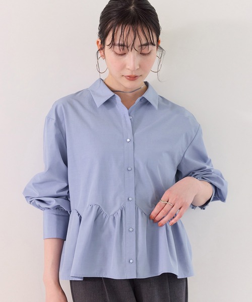 VIS（ビス）の「ウエーブヘムペプラムシャツ（シャツ/ブラウス・レディース・ホワイト/ブルー/イエロー・FREE）」の4枚目の写真