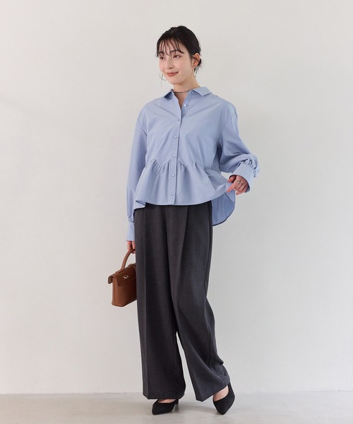 VIS（ビス）の「ウエーブヘムペプラムシャツ（シャツ/ブラウス・レディース・ホワイト/ブルー/イエロー・FREE）」の6枚目の写真