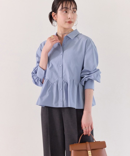 VIS（ビス）の「ウエーブヘムペプラムシャツ（シャツ/ブラウス・レディース・ホワイト/ブルー/イエロー・FREE）」の5枚目の写真