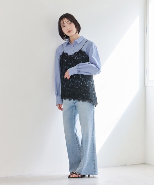 VIS（ビス）の「ウエーブヘムペプラムシャツ（シャツ/ブラウス・レディース・ホワイト/ブルー/イエロー・FREE）」の7枚目の写真