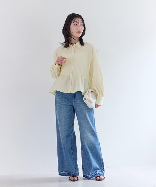 VIS（ビス）の「ウエーブヘムペプラムシャツ（シャツ/ブラウス・レディース・ホワイト/ブルー/イエロー・FREE）」の16枚目の写真