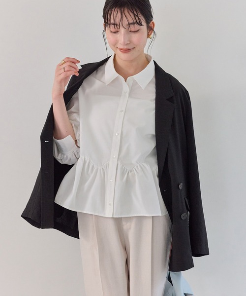 VIS（ビス）の「ウエーブヘムペプラムシャツ（シャツ/ブラウス・レディース・ホワイト/ブルー/イエロー・FREE）」の21枚目の写真