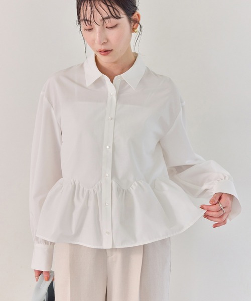 VIS（ビス）の「ウエーブヘムペプラムシャツ（シャツ/ブラウス・レディース・ホワイト/ブルー/イエロー・FREE）」の18枚目の写真