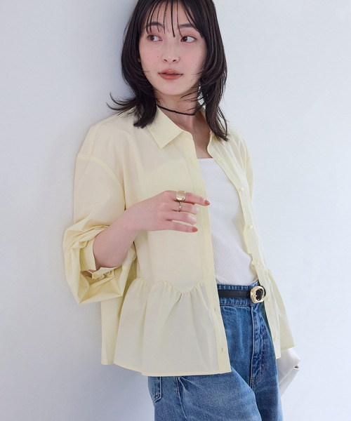 VIS（ビス）の「ウエーブヘムペプラムシャツ（シャツ/ブラウス・レディース・ホワイト/ブルー/イエロー・FREE）」の12枚目の写真