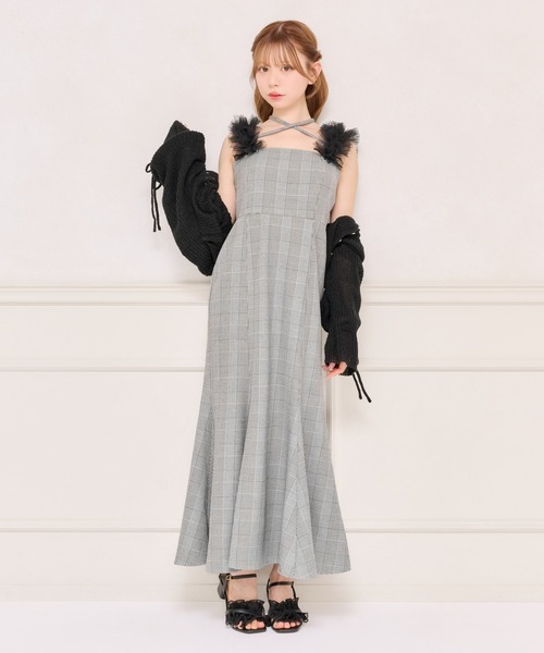 apres jour（アプレジュール）の「肩チュールマーメイドキャミワンピース（ワンピース・レディース・ブラック系その他/ブラウン系その他/グレー系その他・SMALL/X-LARGE/MEDIUM）」の2枚目の写真