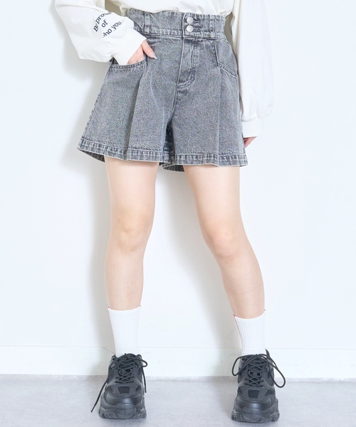 LOVETOXIC（ラブトキシック）の「美脚見えタックフレアキュロット（その他パンツ・キッズ・ブラック/ブルー/グレー・S:140cm/130cm/M:150cm/L:160cm）」の3枚目の写真
