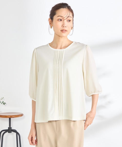 GALLORIA(ギャローリア)の「【接触冷感】前タック 配色プルオーバー(Tシャツ/カットソー・レディース・ライトブルー/ネイビー/ライトグレー・L/S/M/LL)」の14枚目の写真