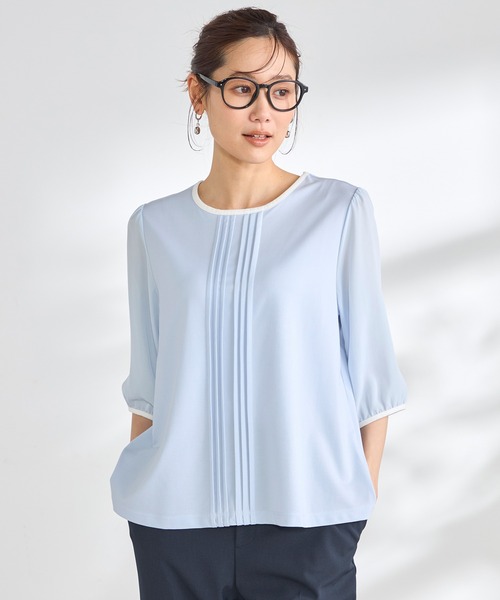 GALLORIA(ギャローリア)の「【接触冷感】前タック 配色プルオーバー(Tシャツ/カットソー・レディース・ライトブルー/ネイビー/ライトグレー・L/S/M/LL)」の11枚目の写真