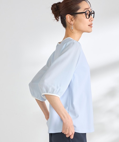 GALLORIA(ギャローリア)の「【接触冷感】前タック 配色プルオーバー(Tシャツ/カットソー・レディース・ライトブルー/ネイビー/ライトグレー・L/S/M/LL)」の10枚目の写真