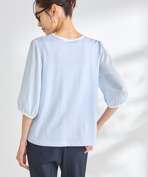 GALLORIA(ギャローリア)の「【接触冷感】前タック 配色プルオーバー(Tシャツ/カットソー・レディース・ライトブルー/ネイビー/ライトグレー・L/S/M/LL)」の9枚目の写真