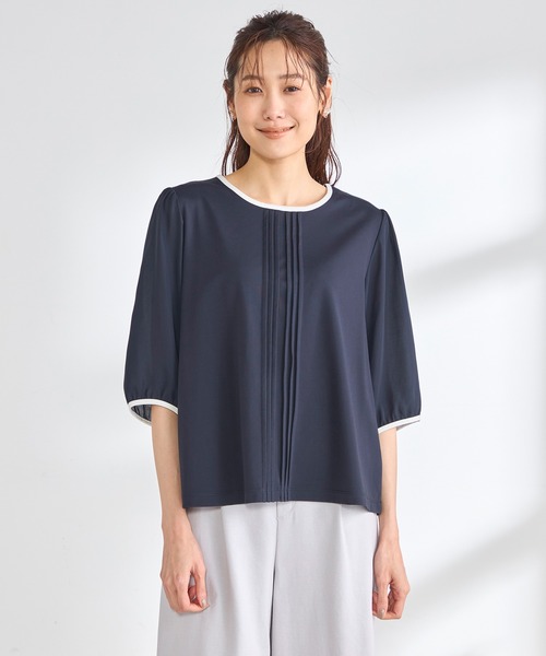 GALLORIA(ギャローリア)の「【接触冷感】前タック 配色プルオーバー(Tシャツ/カットソー・レディース・ライトブルー/ネイビー/ライトグレー・L/S/M/LL)」の6枚目の写真