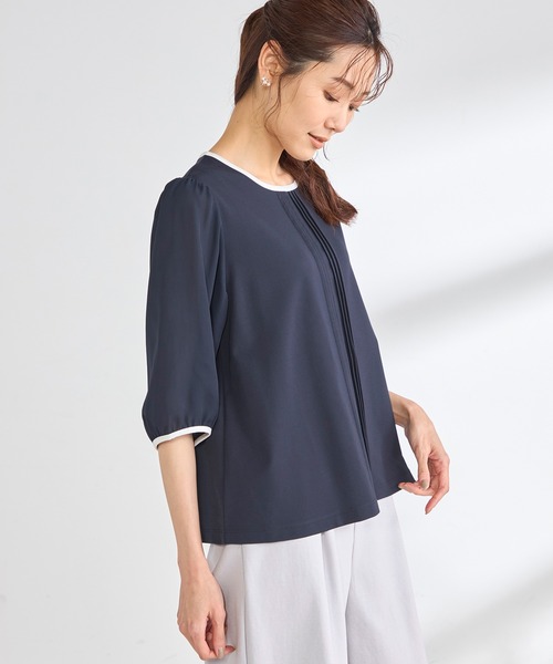 GALLORIA(ギャローリア)の「【接触冷感】前タック 配色プルオーバー(Tシャツ/カットソー・レディース・ライトブルー/ネイビー/ライトグレー・L/S/M/LL)」の5枚目の写真