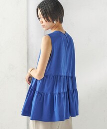 〈接触冷感 / 撥水加工〉TEXBRID(R) タフタ ノースリーブ ブラウス