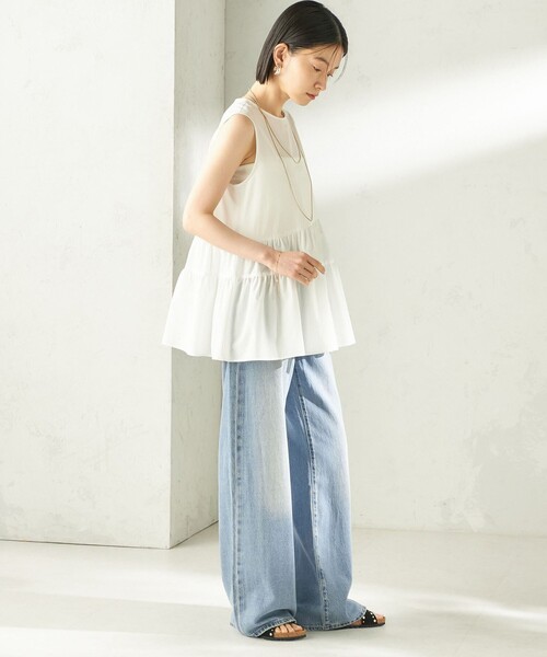 SHIPS(シップス)の「〈接触冷感 / 撥水加工〉TEXBRID(R) タフタ ノースリーブ ブラウス(シャツ/ブラウス・レディース・ブラック/オフホワイト/ロイヤルブルー・ONE SIZE)」の19枚目の写真