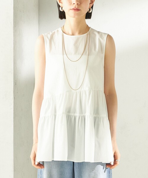 SHIPS(シップス)の「〈接触冷感 / 撥水加工〉TEXBRID(R) タフタ ノースリーブ ブラウス(シャツ/ブラウス・レディース・ブラック/オフホワイト/ロイヤルブルー・ONE SIZE)」の8枚目の写真