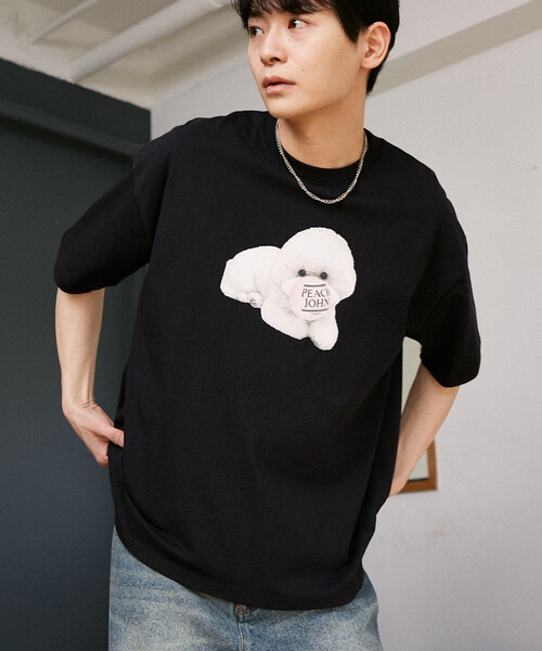PEACH JOHN(ピーチジョン)の「PEACH JOHN × PUBLUX/ピーチ・ジョン バルーン ロゴ ドッグ Tシャツ 限定展開(Tシャツ/カットソー・メンズ・ホワイト/ピンク/ネイビー/ブラック・SMALL/MEDIUM/LARGE)」の2枚目の写真