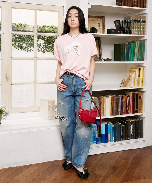 PEACH JOHN(ピーチジョン)の「PEACH JOHN × PUBLUX/ピーチ・ジョン バルーン ロゴ ドッグ Tシャツ 限定展開(Tシャツ/カットソー・メンズ・ホワイト/ピンク/ネイビー/ブラック・SMALL/MEDIUM/LARGE)」の5枚目の写真