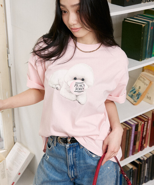 PEACH JOHN(ピーチジョン)の「PEACH JOHN × PUBLUX/ピーチ・ジョン バルーン ロゴ ドッグ Tシャツ 限定展開(Tシャツ/カットソー・メンズ・ホワイト/ピンク/ネイビー/ブラック・SMALL/MEDIUM/LARGE)」の7枚目の写真