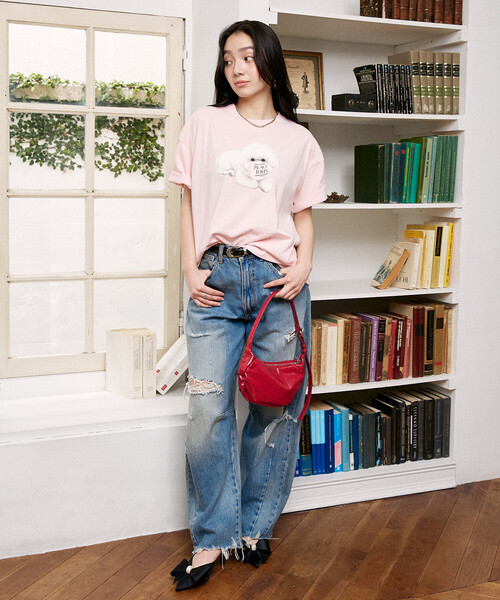 PEACH JOHN(ピーチジョン)の「PEACH JOHN × PUBLUX/ピーチ・ジョン バルーン ロゴ ドッグ Tシャツ 限定展開(Tシャツ/カットソー・メンズ・ホワイト/ピンク/ネイビー/ブラック・SMALL/MEDIUM/LARGE)」の8枚目の写真