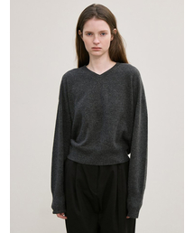le（ル）の「cashmere whole garment v-neck knit pullover (charcoal)（ニット/セーター）」