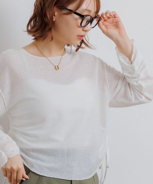 RETRO GIRL(レトロガール)の「サイドドロストラッセルCT(Tシャツ/カットソー・レディース・ブラウン/オフホワイト/ブラック・FREE)」の2枚目の写真