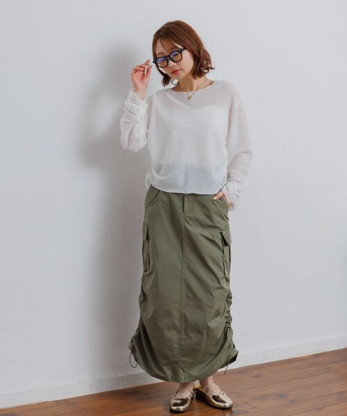 RETRO GIRL(レトロガール)の「サイドドロストラッセルCT(Tシャツ/カットソー・レディース・ブラウン/オフホワイト/ブラック・FREE)」の4枚目の写真