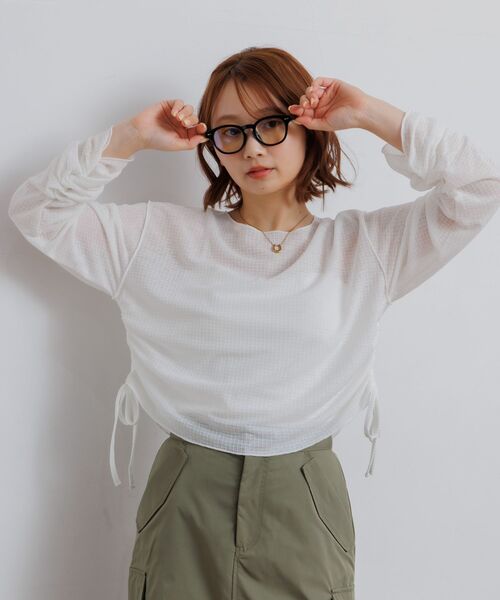 RETRO GIRL(レトロガール)の「サイドドロストラッセルCT(Tシャツ/カットソー・レディース・ブラウン/オフホワイト/ブラック・FREE)」の8枚目の写真