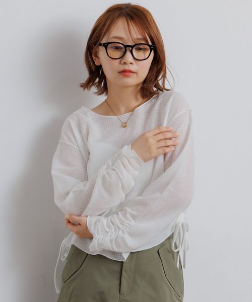 RETRO GIRL(レトロガール)の「サイドドロストラッセルCT(Tシャツ/カットソー・レディース・ブラウン/オフホワイト/ブラック・FREE)」の9枚目の写真