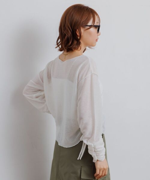 RETRO GIRL(レトロガール)の「サイドドロストラッセルCT(Tシャツ/カットソー・レディース・ブラウン/オフホワイト/ブラック・FREE)」の10枚目の写真