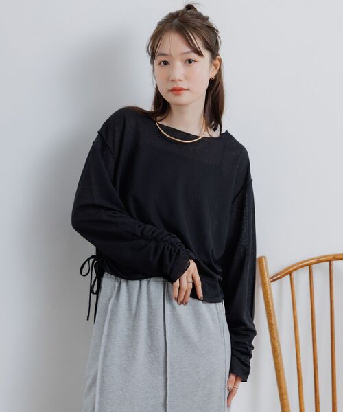 RETRO GIRL(レトロガール)の「サイドドロストラッセルCT(Tシャツ/カットソー・レディース・ブラウン/オフホワイト/ブラック・FREE)」の18枚目の写真