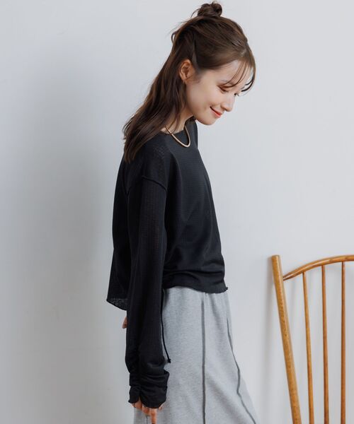 RETRO GIRL(レトロガール)の「サイドドロストラッセルCT(Tシャツ/カットソー・レディース・ブラウン/オフホワイト/ブラック・FREE)」の19枚目の写真